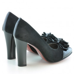 Zapatos elegantes de mujer 1226 charol negro+negro ante