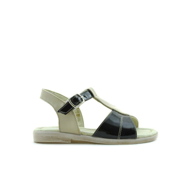 Sandalias para niños pequeños 40c charol beige+negro