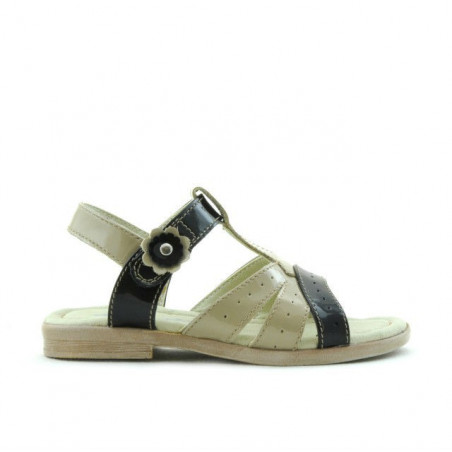 Sandalias para niños pequeños 18c charol beige+negro