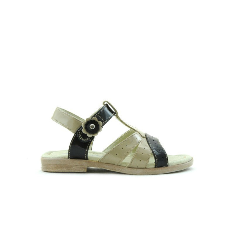 Sandalias para niños pequeños 18c charol beige+negro