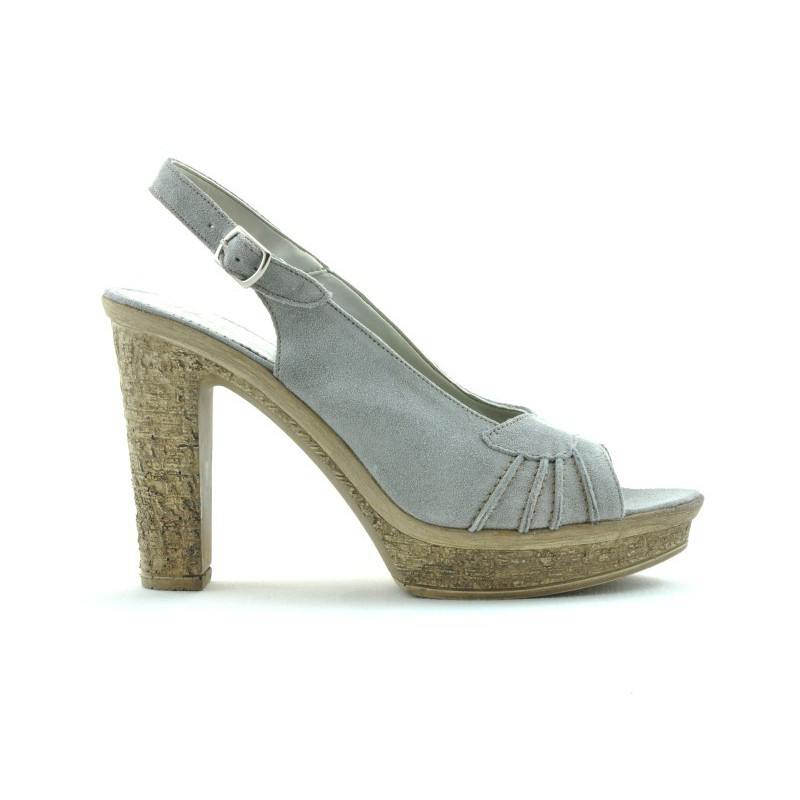 Sandalias de mujer 597 gris claro de ante