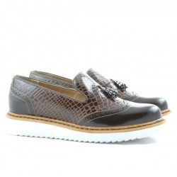 Zapatos casuales de mujer 659 charol café combinado