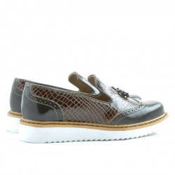 Zapatos casuales de mujer 659 charol café combinado