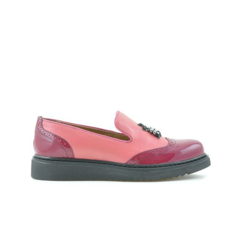 Zapatos casuales de mujer 659 charol fucsia combinado