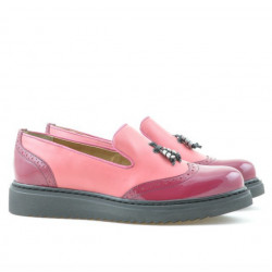 Zapatos casuales de mujer 659 charol fucsia combinado