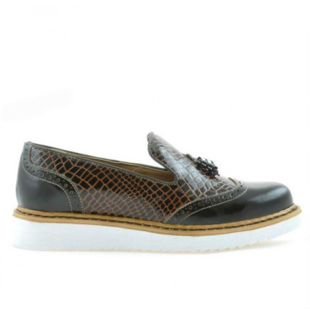 Zapatos casuales de mujer 659 charol café combinado