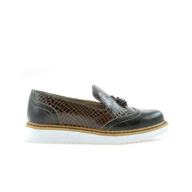 Zapatos casuales de mujer 659 charol café combinado