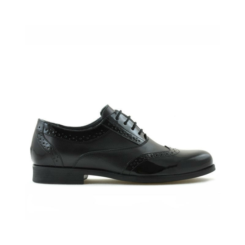 Zapatos elegantes adolescentes 393 charol negro combinado