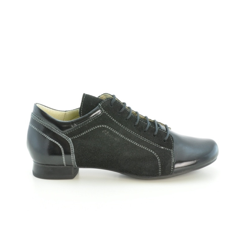 Zapatos casuales para mujer 645 charol negro combinado