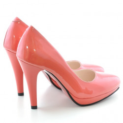 Zapatos elegantes de mujer 1233 charol rojo coral
