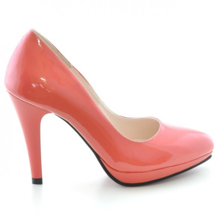 Zapatos elegantes de mujer 1233 charol rojo coral