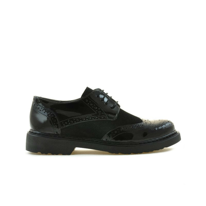 Zapatos casual de mujer 663 charol negro combinado