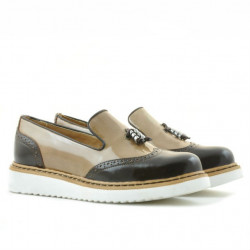 Zapatos casuales para mujer 659 charol beige combinado
