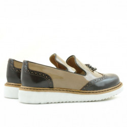 Zapatos casuales para mujer 659 charol beige combinado