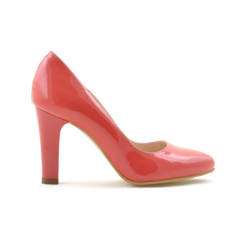 Zapatos elegantes mujer 1243 charol rojo coral