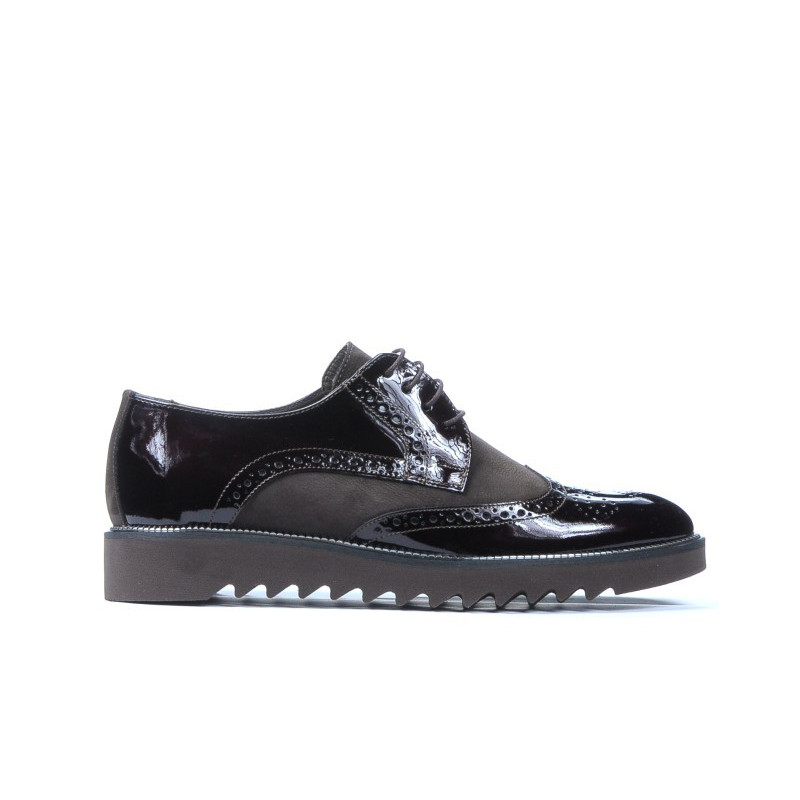 Zapatos casuales para hombre 831 charol café combinado