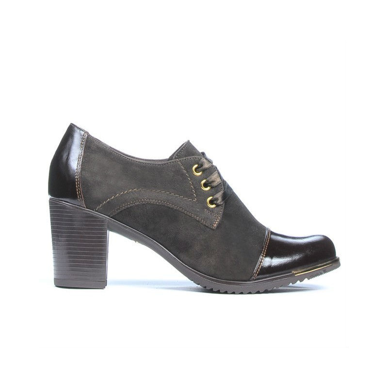 Zapatos casuales de mujer 667 charol café combinado