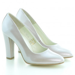 Zapatos elegantes de mujer 1214 charol beige nácar