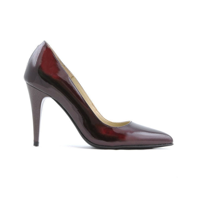 Zapatos elegantes de mujer 1246 charol burdeos 01