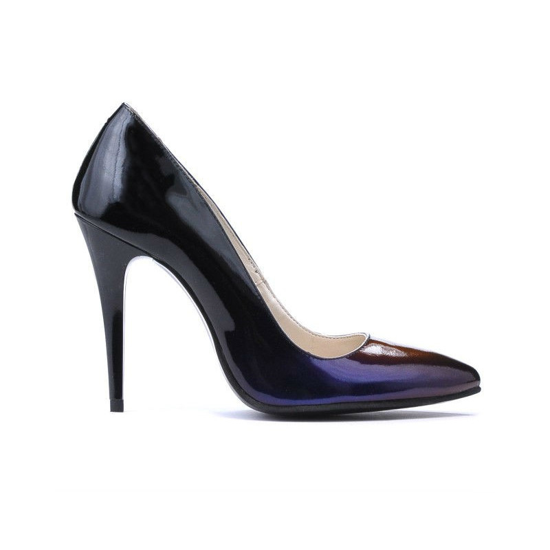 Zapatos elegantes 1241 charol negro+lila (cameleon)