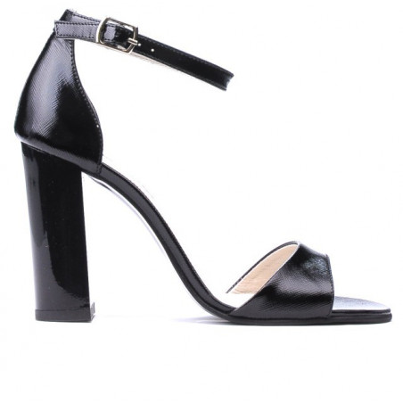 Sandalias de dama 1259 charol negro satinado