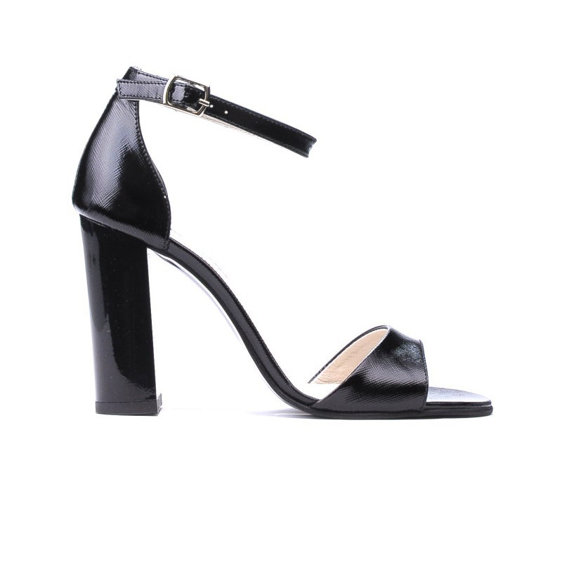 Sandalias de dama 1259 charol negro satinado