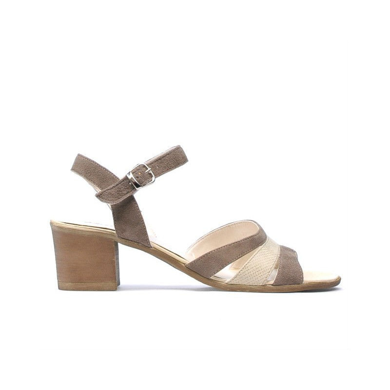 Sandalia mujer 5024 arena velur combinado