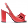 Sandalias mujer 1256 charol rojo coral