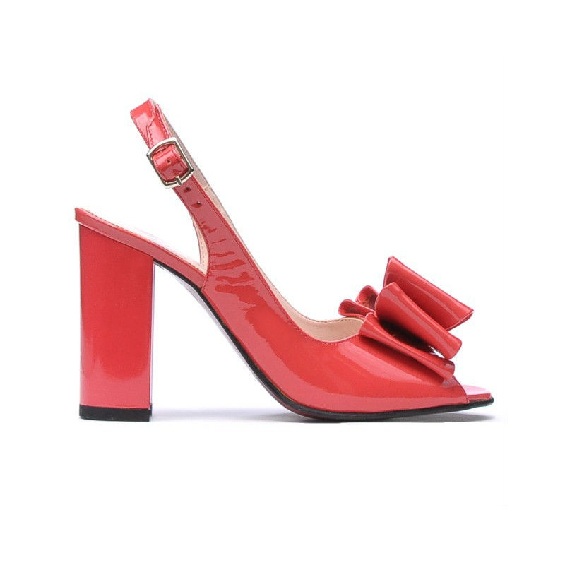 Sandalias mujer 1256 charol rojo coral