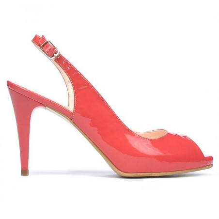 Sandalias de mujer 1250 charol rojo coral