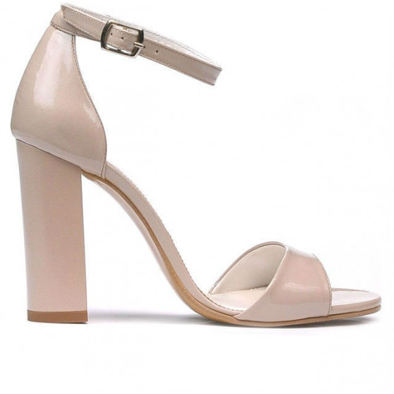 Sandalias de mujer 1259 charol beige nácar