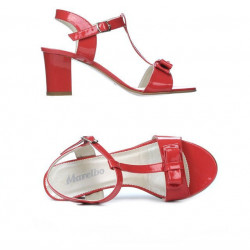 Sandalias de mujer 1257 charol rojo coral