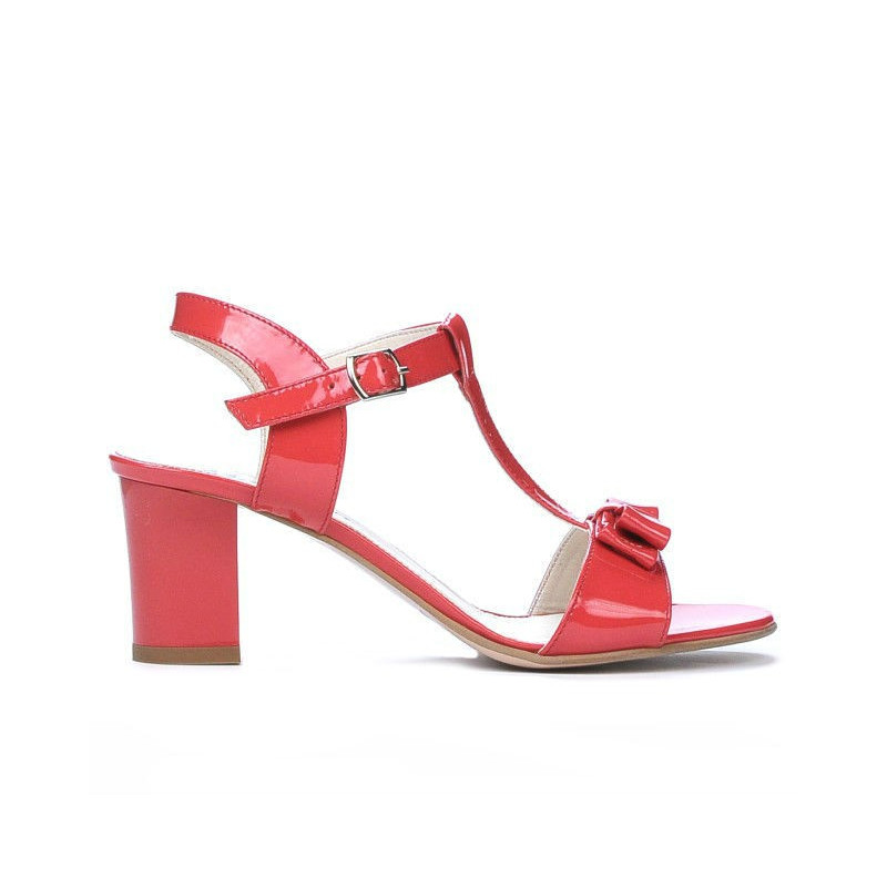 Sandalias de mujer 1257 charol rojo coral
