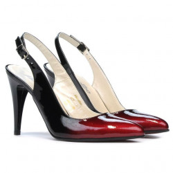 Sandalias mujer 1249 charol burdeos+negro