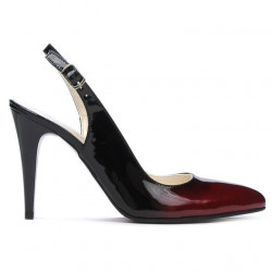 Sandalias mujer 1249 charol burdeos+negro