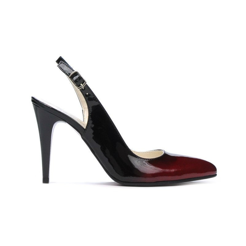 Sandalias mujer 1249 charol burdeos+negro