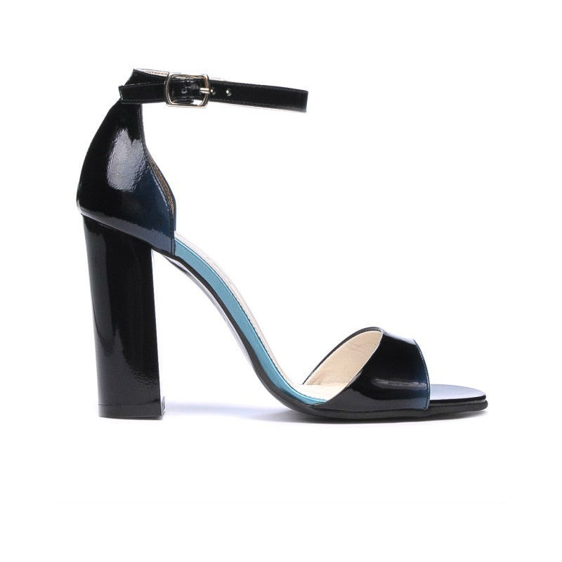 Sandalias de mujer 1259 charol azul+negro