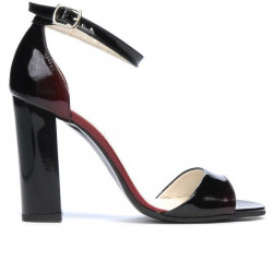 Sandalias de mujer 1259 charol burdeos+negro
