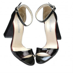 Sandalias de mujer 1259 charol burdeos+negro