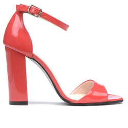 Sandalias mujer 1259 charol rojo coral