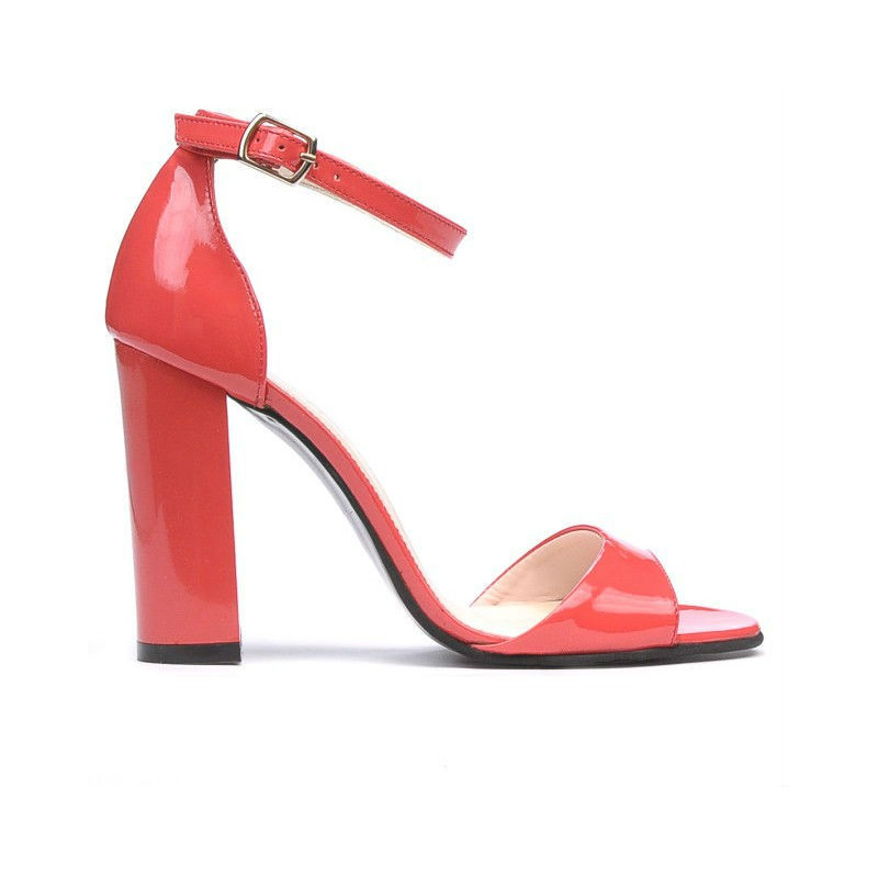 Sandalias mujer 1259 charol rojo coral