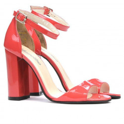 Sandalias mujer 1259 charol rojo coral