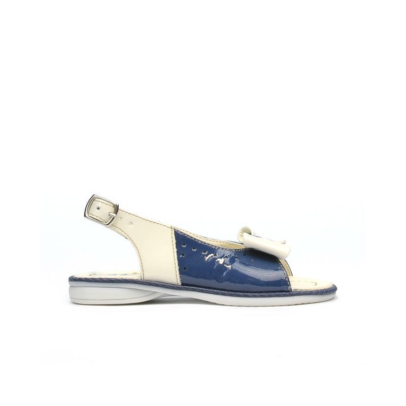 Sandalias niños pequeños 58c charol índigo+beige
