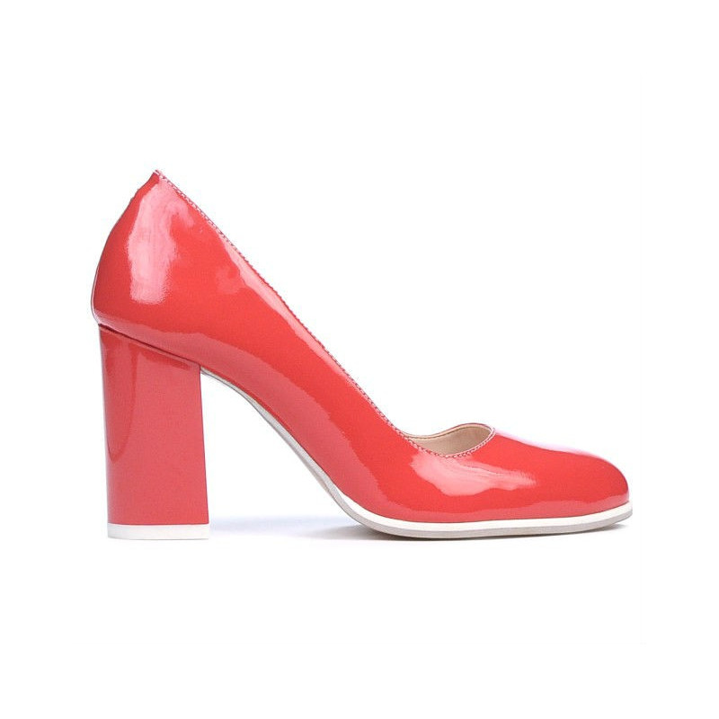 Zapatos elegantes/casuales mujer 1254 charol rojo coral