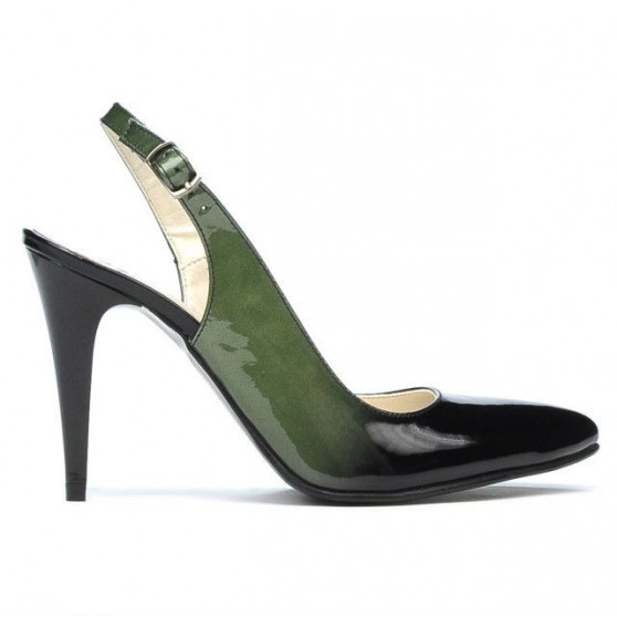 Sandalias de mujer 1249 charol verde+negro
