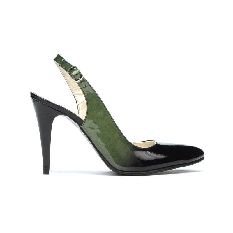 Sandalias de mujer 1249 charol verde+negro