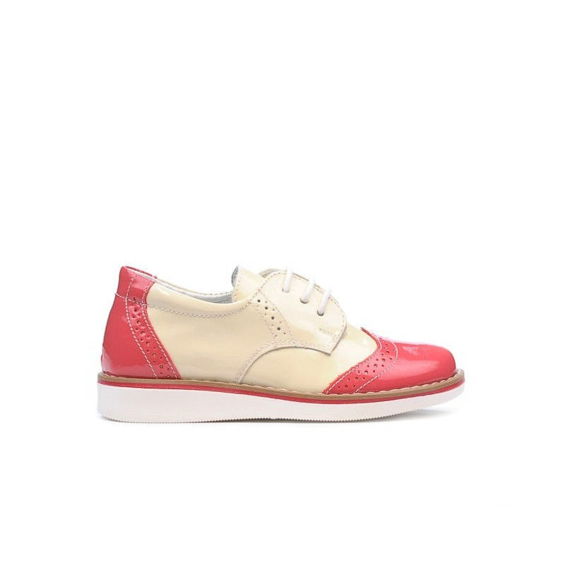 Zapatos para niños pequeños 60c charol rosa+beige