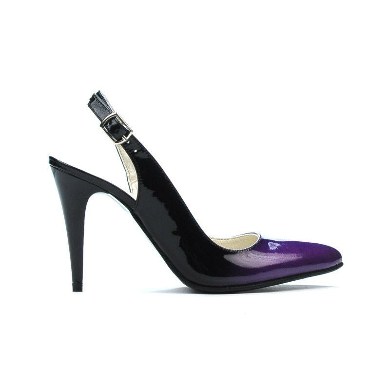 Sandalias mujer 1249 charol morado+negro