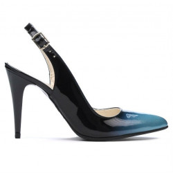 Sandalias mujer 1249 charol azul+negro