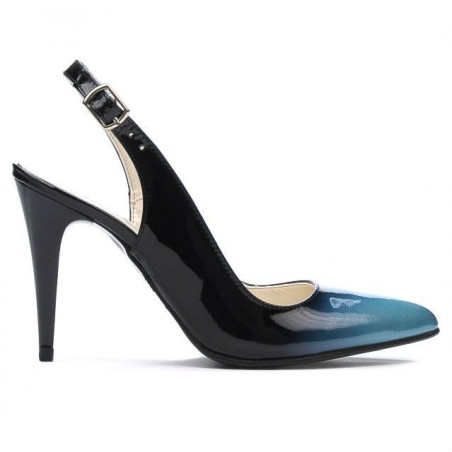 Sandalias mujer 1249 charol azul+negro